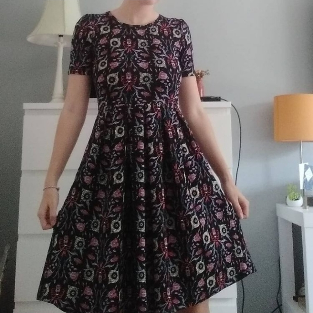 LulaRoe Black Floral Midi Dress